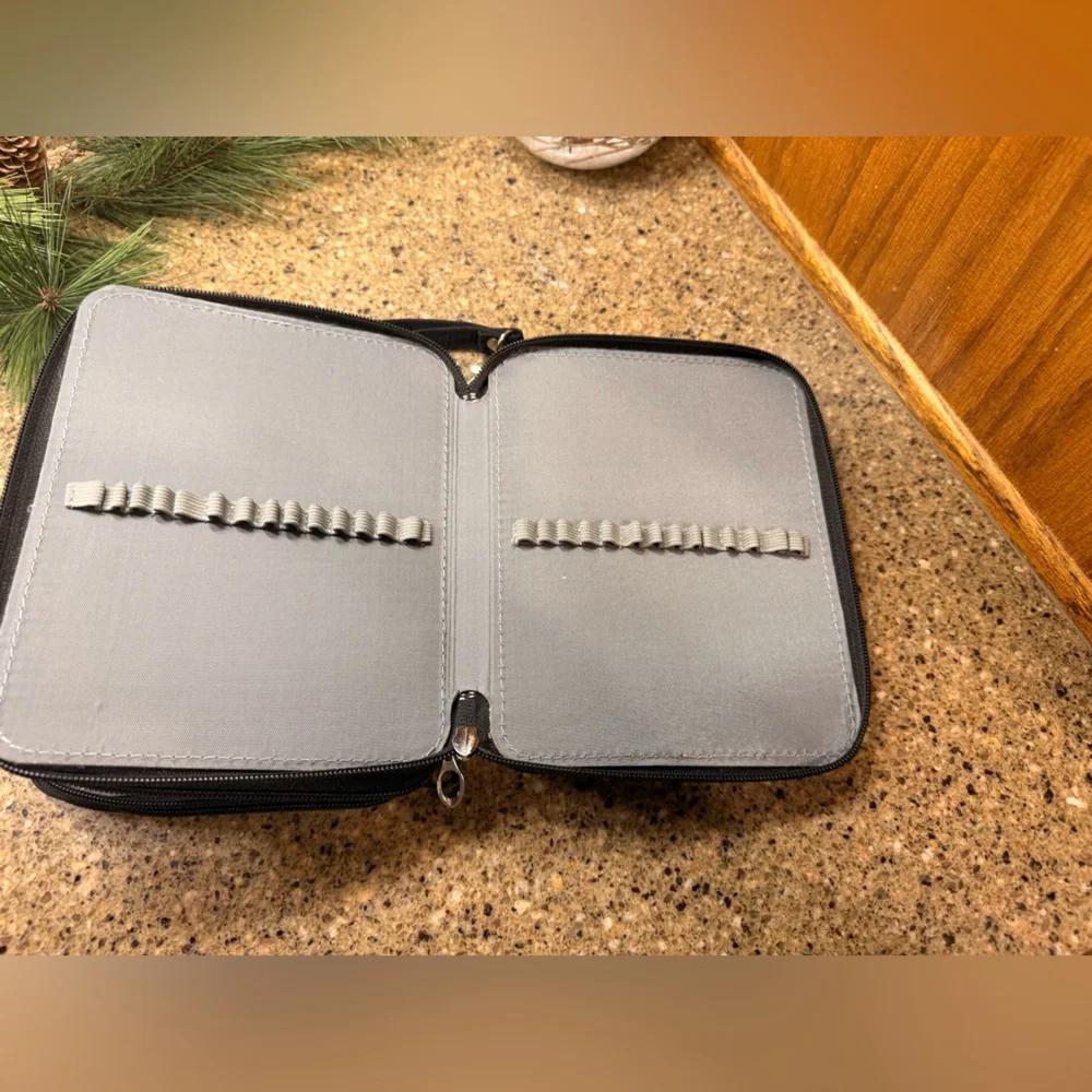 🖊️🖤 Black Pencil / Pen Case – 3 Zipper Sections 🖤🖊️